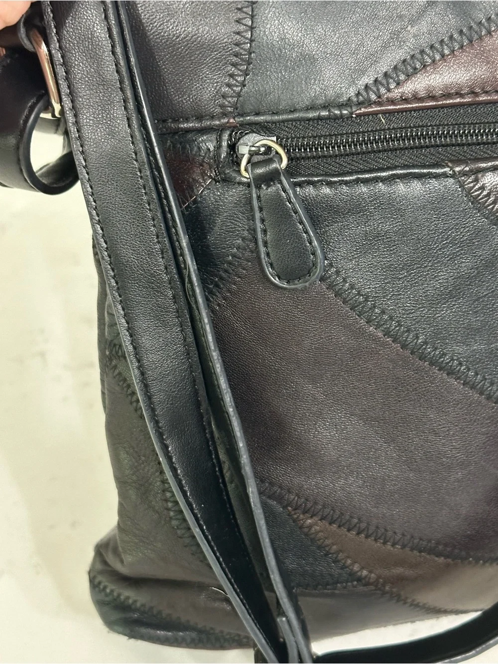 Jaclyn Smith Black Patchwork Leather Crossbody